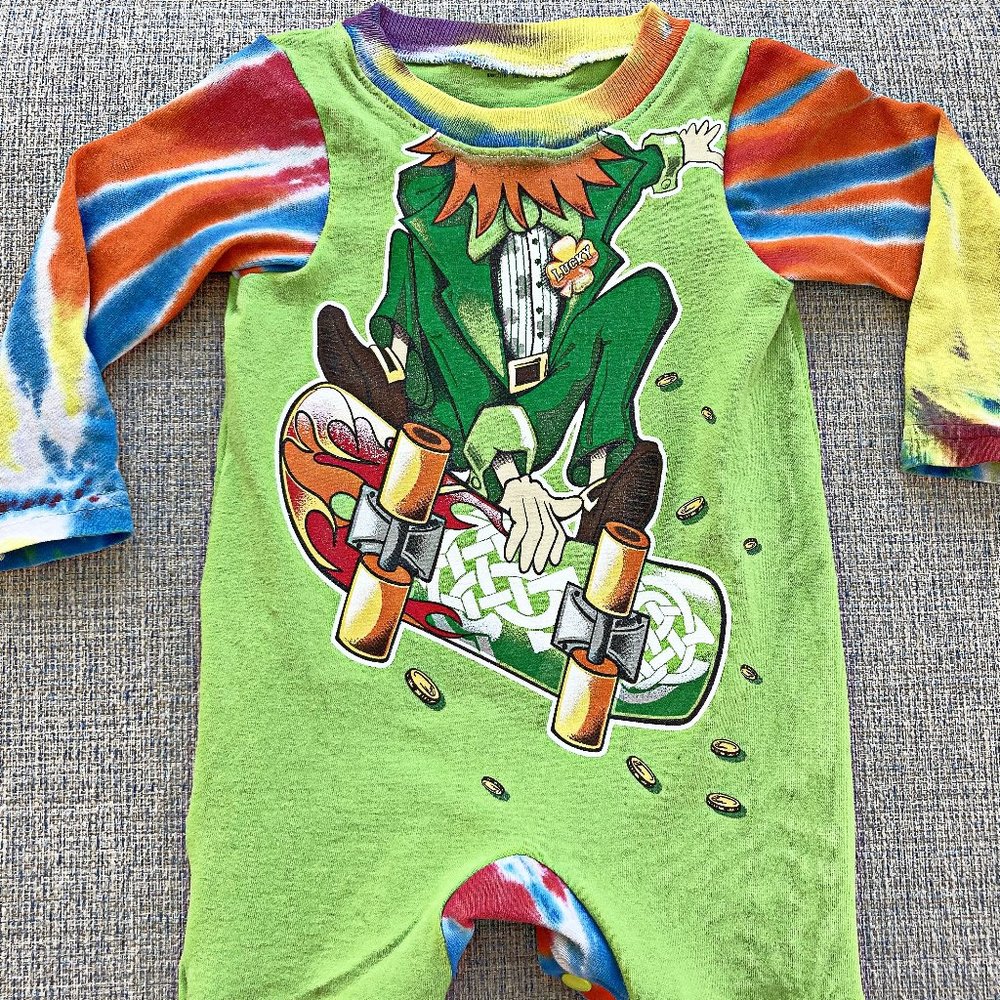 St. Patrick's Day funny t shirt baby romper Handmade vintage t shirt size 12 m